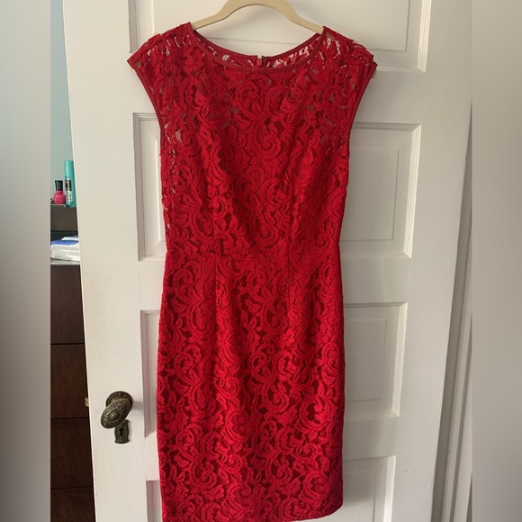 Banana Republic Red Lace Dress - Picture 1 of 11